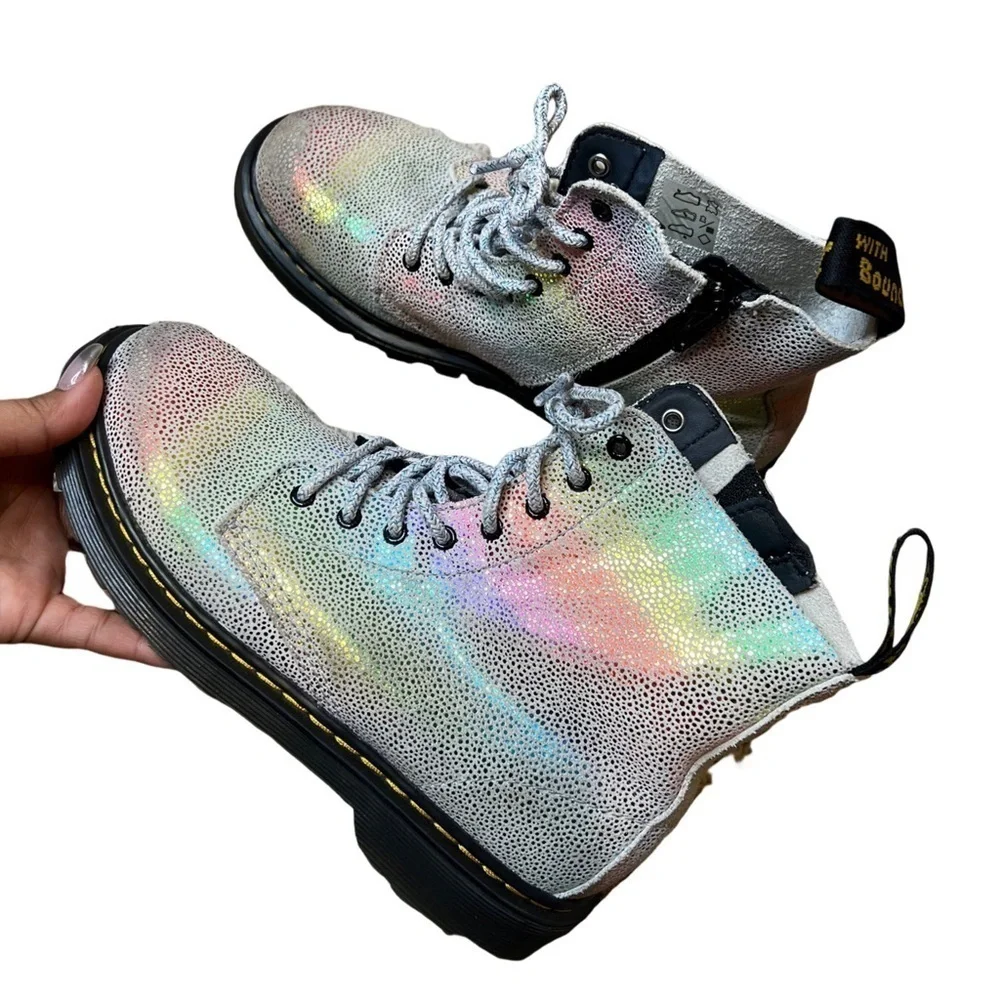1460 Pascal Rainbow Boots US 4 Leather Ankle Youth Shoes Lace Up